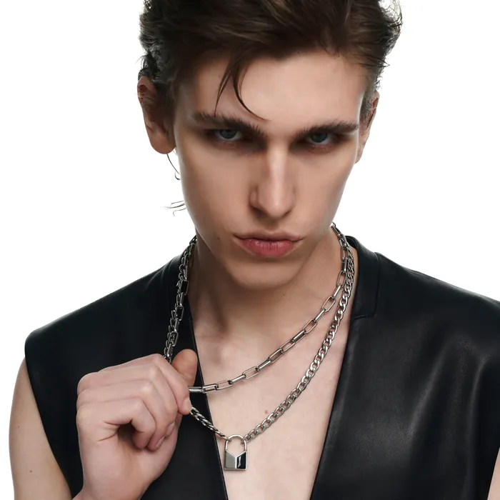 Lovers Interlock Faceted Rhinestone Lock Pendant DoubleLayer Necklace Blackheadshop Necklaces Lovers Interlock Faceted Rhinestone Lock Pendant DoubleLayer Necklace Blackheadshop Necklaces