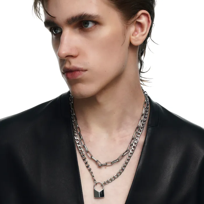 Lovers Interlock Faceted Rhinestone Lock Pendant DoubleLayer Necklace Blackheadshop Necklaces Lovers Interlock Faceted Rhinestone Lock Pendant DoubleLayer Necklace Blackheadshop Necklaces