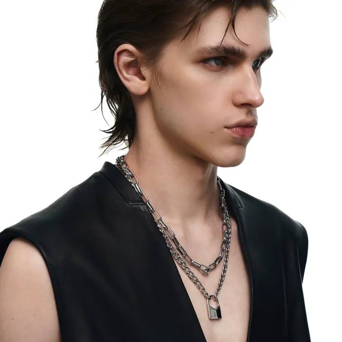 Lovers Interlock Faceted Rhinestone Lock Pendant DoubleLayer Necklace Blackheadshop Necklaces Lovers Interlock Faceted Rhinestone Lock Pendant DoubleLayer Necklace Blackheadshop Necklaces