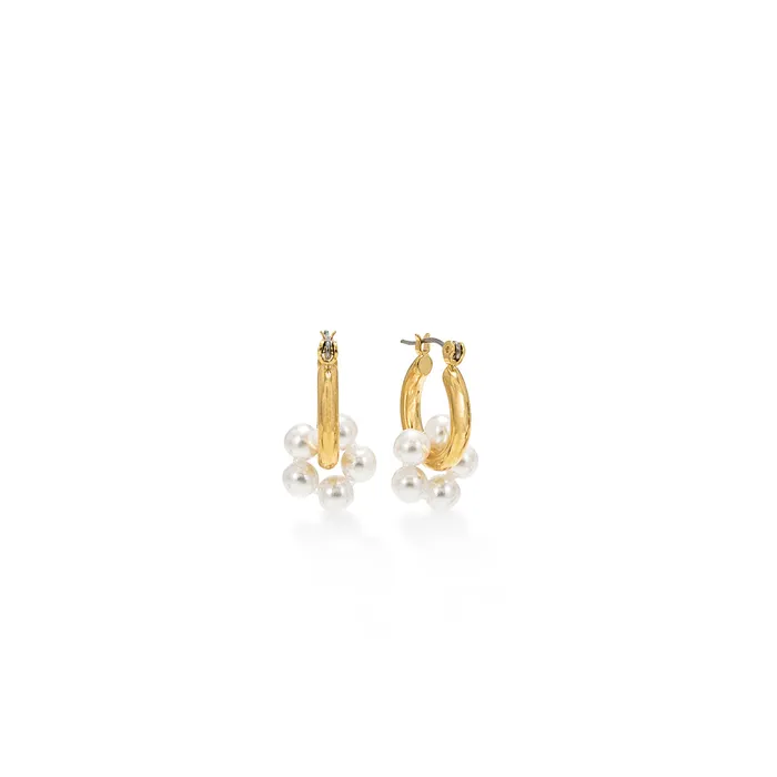 Lovers Tempo Earrings Gold Plated Neptune Pearl Hoop Earrings