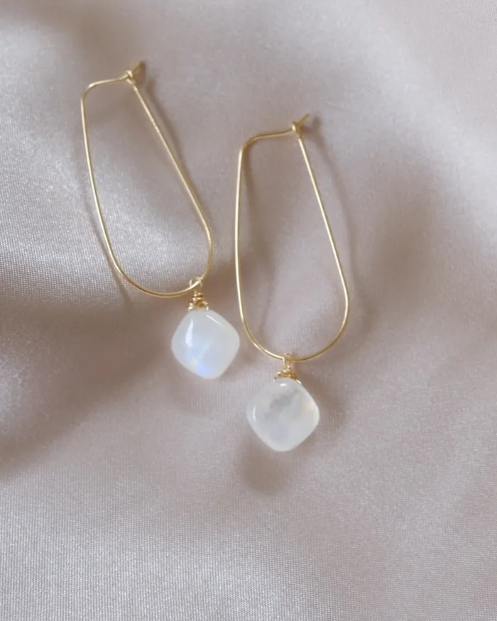 Moonstone U Hoop Earrings ERIJEWELRY Earrings