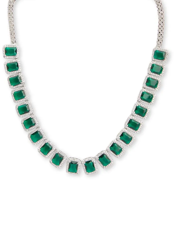 Necklaces Curio Cottage Auric Emerald Green CZ Necklace Set Necklaces Curio Cottage Auric Emerald Green CZ Necklace Set