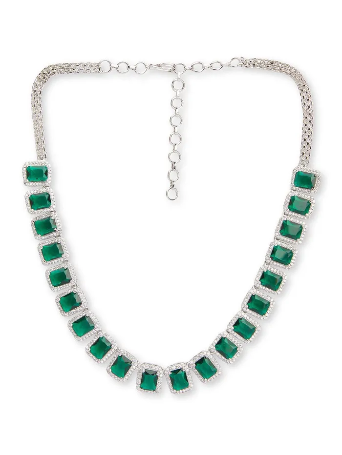 Necklaces Curio Cottage Auric Emerald Green CZ Necklace Set Necklaces Curio Cottage Auric Emerald Green CZ Necklace Set