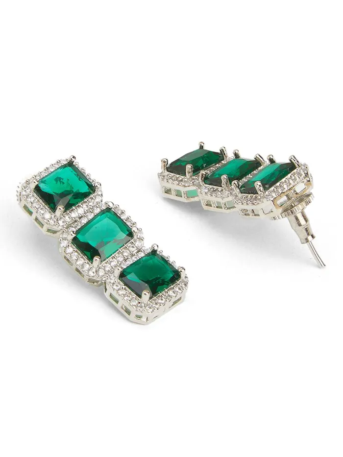 Necklaces Curio Cottage Auric Emerald Green CZ Necklace Set Necklaces Curio Cottage Auric Emerald Green CZ Necklace Set