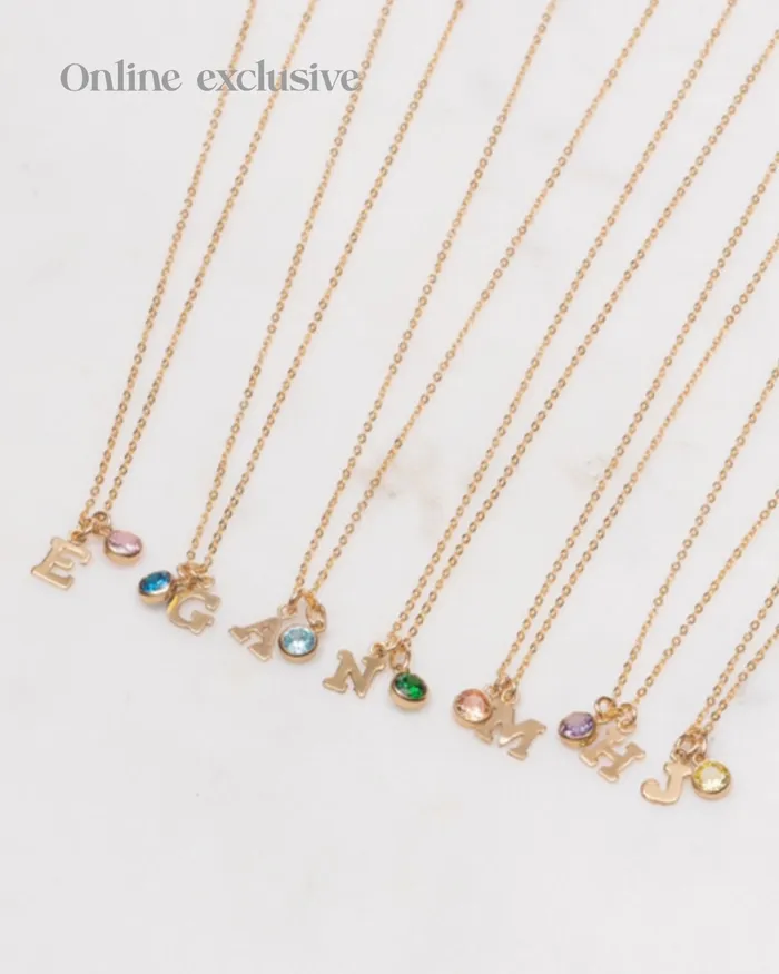 Necklaces ERIJEWELRY Initial F with Birthstone Necklace