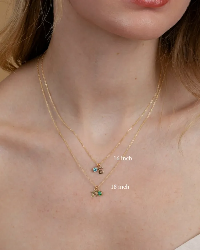 Necklaces ERIJEWELRY Initial F with Birthstone Necklace