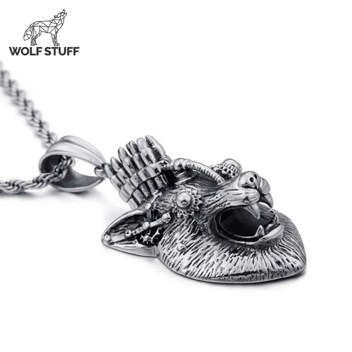 Necklaces Wolf Stuff Steampunk Wolf Necklace