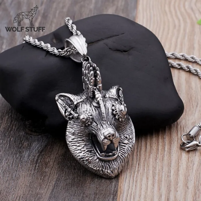 Necklaces Wolf Stuff Steampunk Wolf Necklace