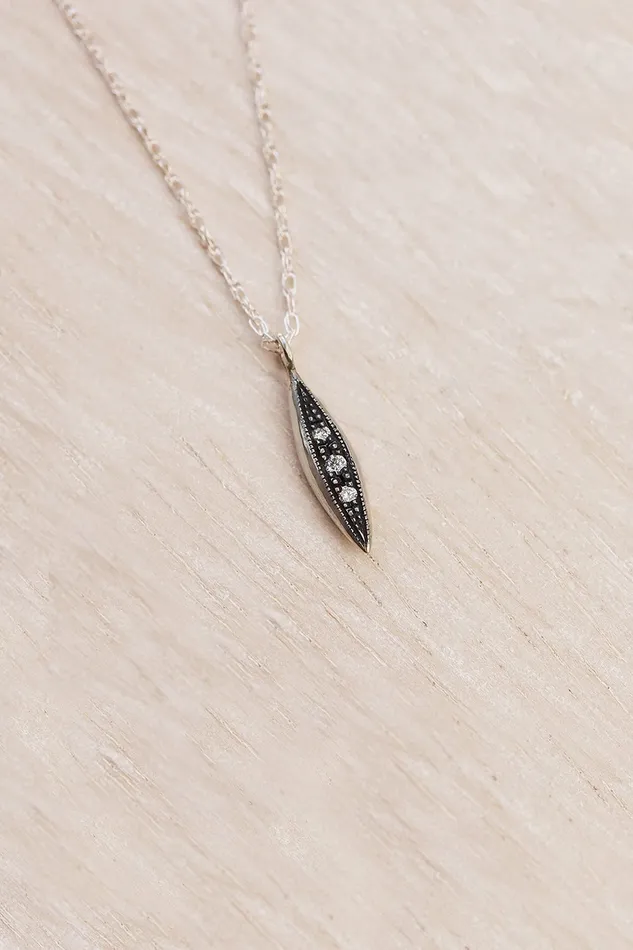 Oxidized Sterling Silver Modern Triple Diamond Peak Necklace Lacee Alexandra Jewelry Necklaces