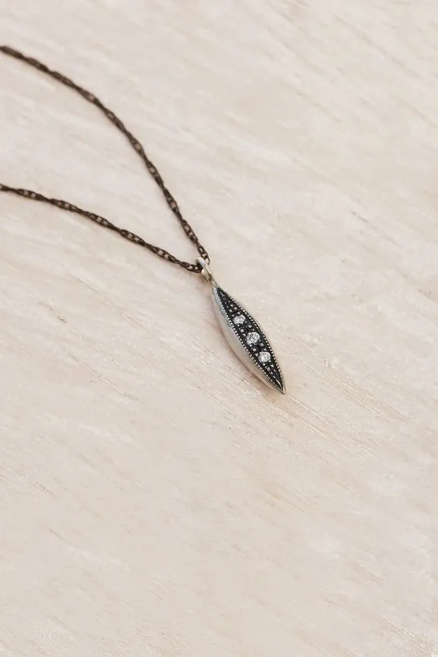Oxidized Sterling Silver Modern Triple Diamond Peak Necklace Lacee Alexandra Jewelry Necklaces