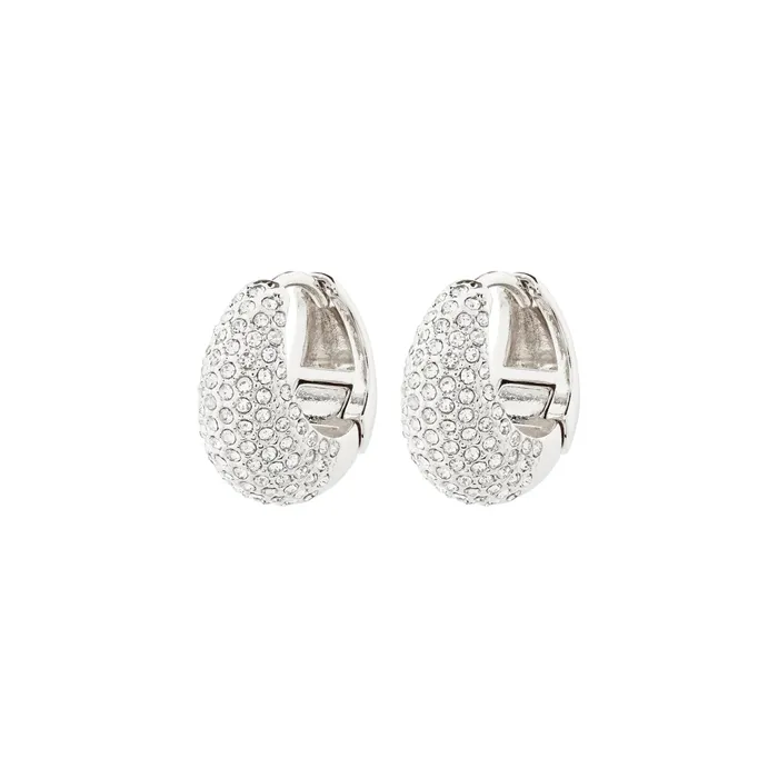 Pilgrim Rings Focus Silver Plated Crystal Hoops
