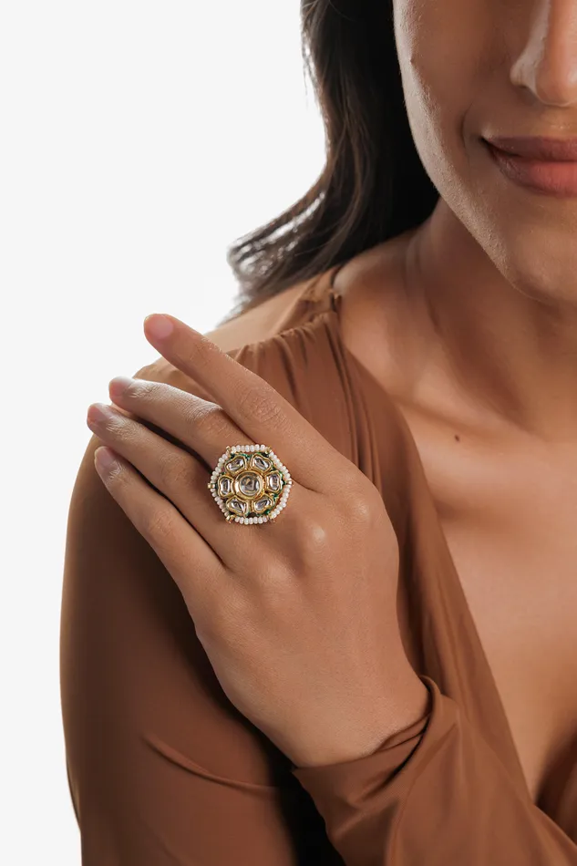 Rings Curio Cottage Blooming Daisy Kundan Ring