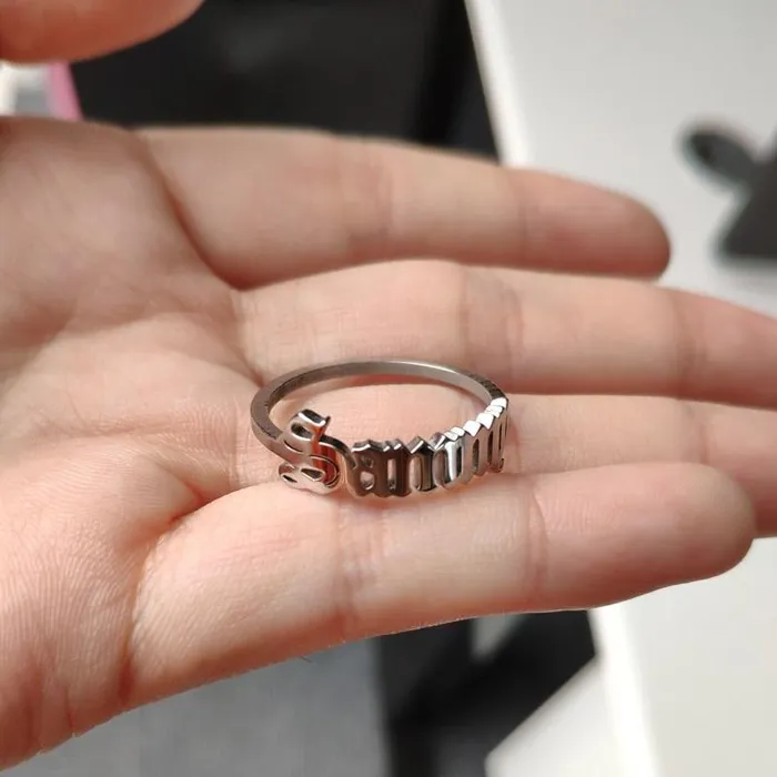 Rings KHLOE JEWELS Custom Jewelry Gothic Custom Name Ring Dainty