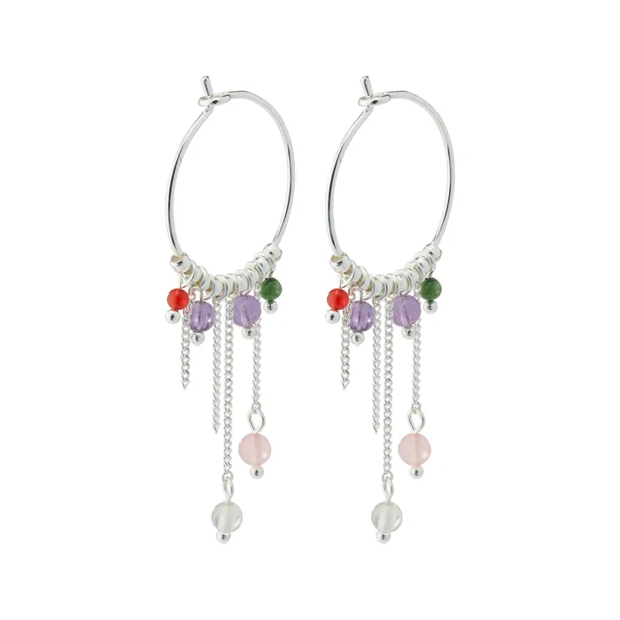Rings Peace Silver Plated Stone Hoops Pilgrim