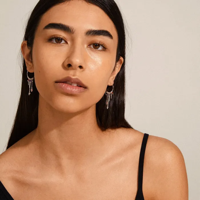 Rings Peace Silver Plated Stone Hoops Pilgrim