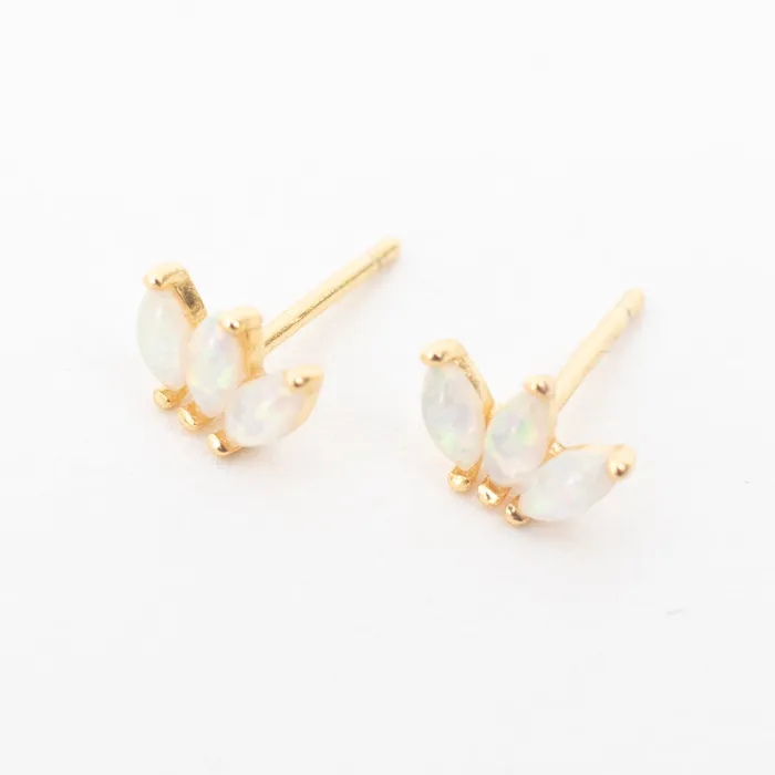 Silver Lotus PreStyled Sets Gold Plated Opal Petal Shaped Studs