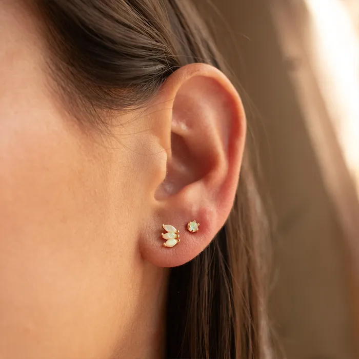 Silver Lotus PreStyled Sets Gold Plated Opal Petal Shaped Studs