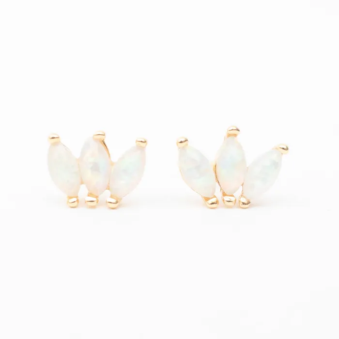 Silver Lotus PreStyled Sets Gold Plated Opal Petal Shaped Studs