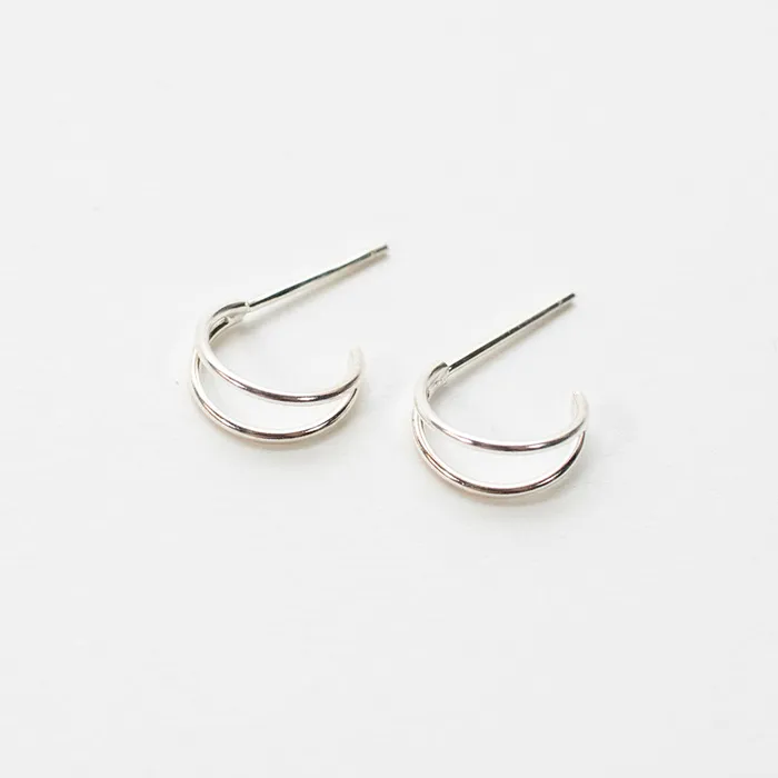 Small Open Silver Hoop Earrings Silver Lotus Earrings