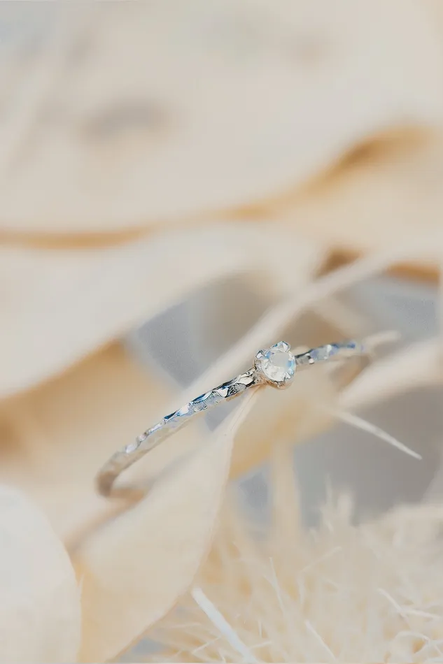 Sterling Silver Dainty Moonstone Ring Lacee Alexandra Jewelry Rings