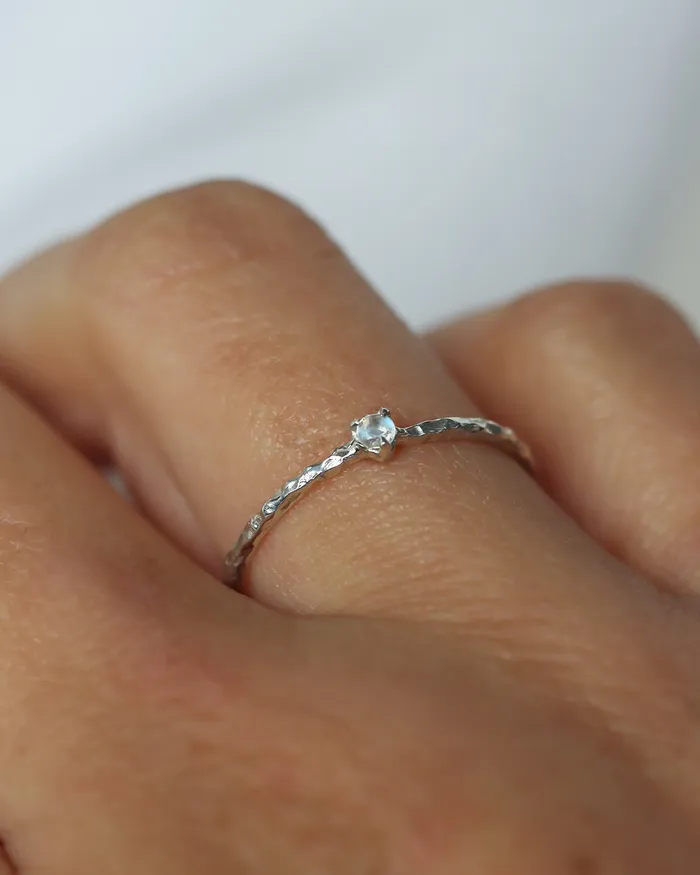 Sterling Silver Dainty Moonstone Ring Lacee Alexandra Jewelry Rings