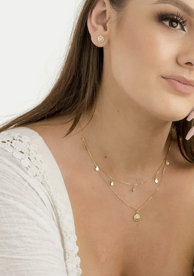 Sunflower Matching Set Studs and Necklace ERIJEWELRY Necklaces