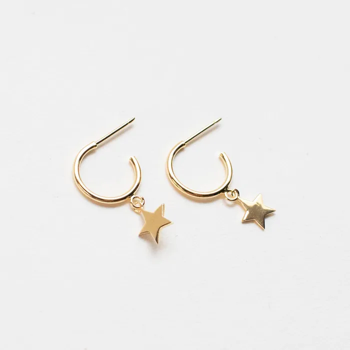 Tashi Earrings Gold Vermeil Star Hoops