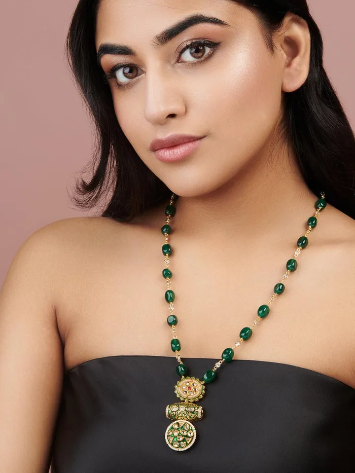 The Zoya Kundan Abstract Long Necklace Curio Cottage Necklaces
