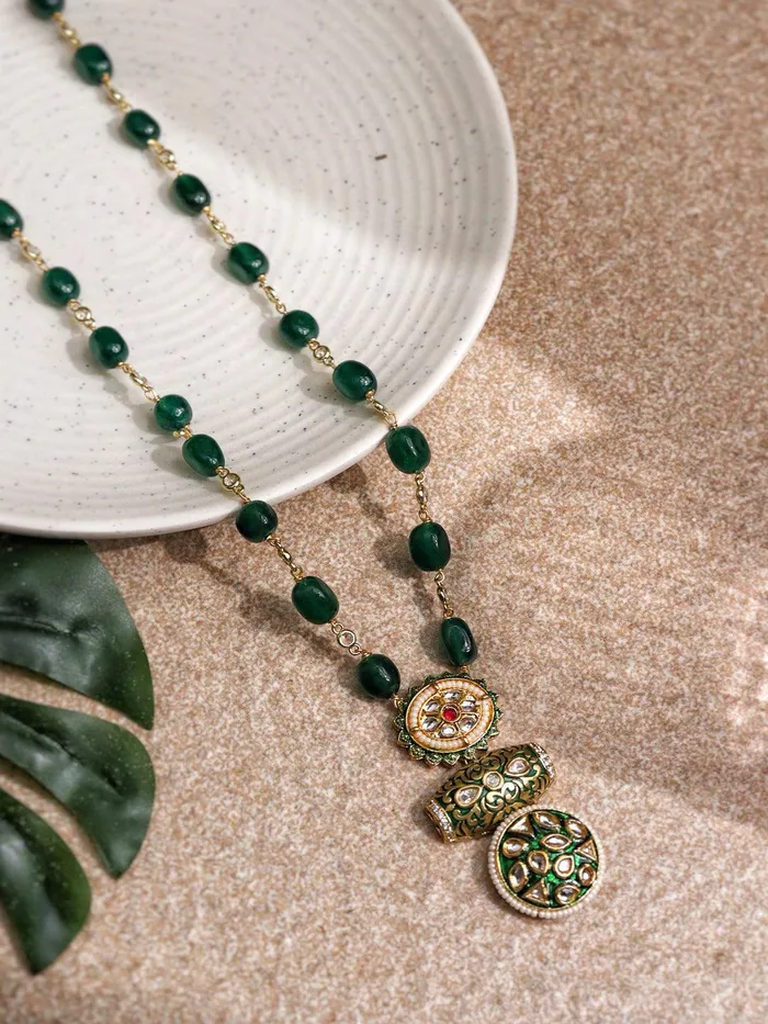 The Zoya Kundan Abstract Long Necklace Curio Cottage Necklaces The Zoya Kundan Abstract Long Necklace Curio Cottage Necklaces